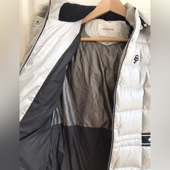 CASTELBAJAC Goose Down Blue Fox Hooded Puffer Coat Womens Size XS - Picture 10 of 16